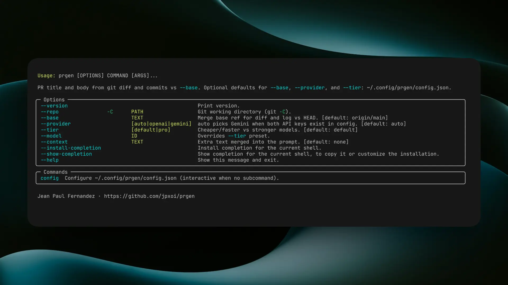 prgen | AI Pull Request Generator